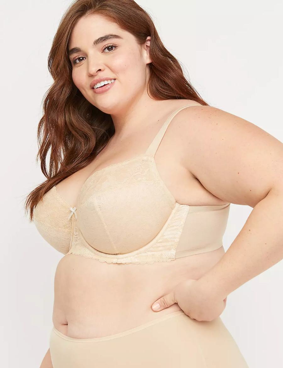 Lane Bryant Unlined with Lace Reggiseno A Balconcino Donna Beige | XTV4692ZW