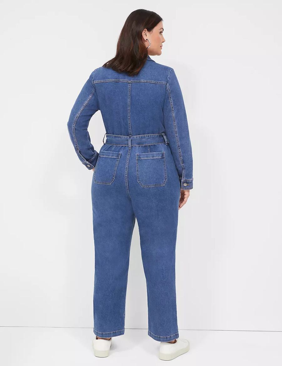 Lane Bryant Utility Straight Leg Denim Jumpsuit Donna Blu | BIN6551WS