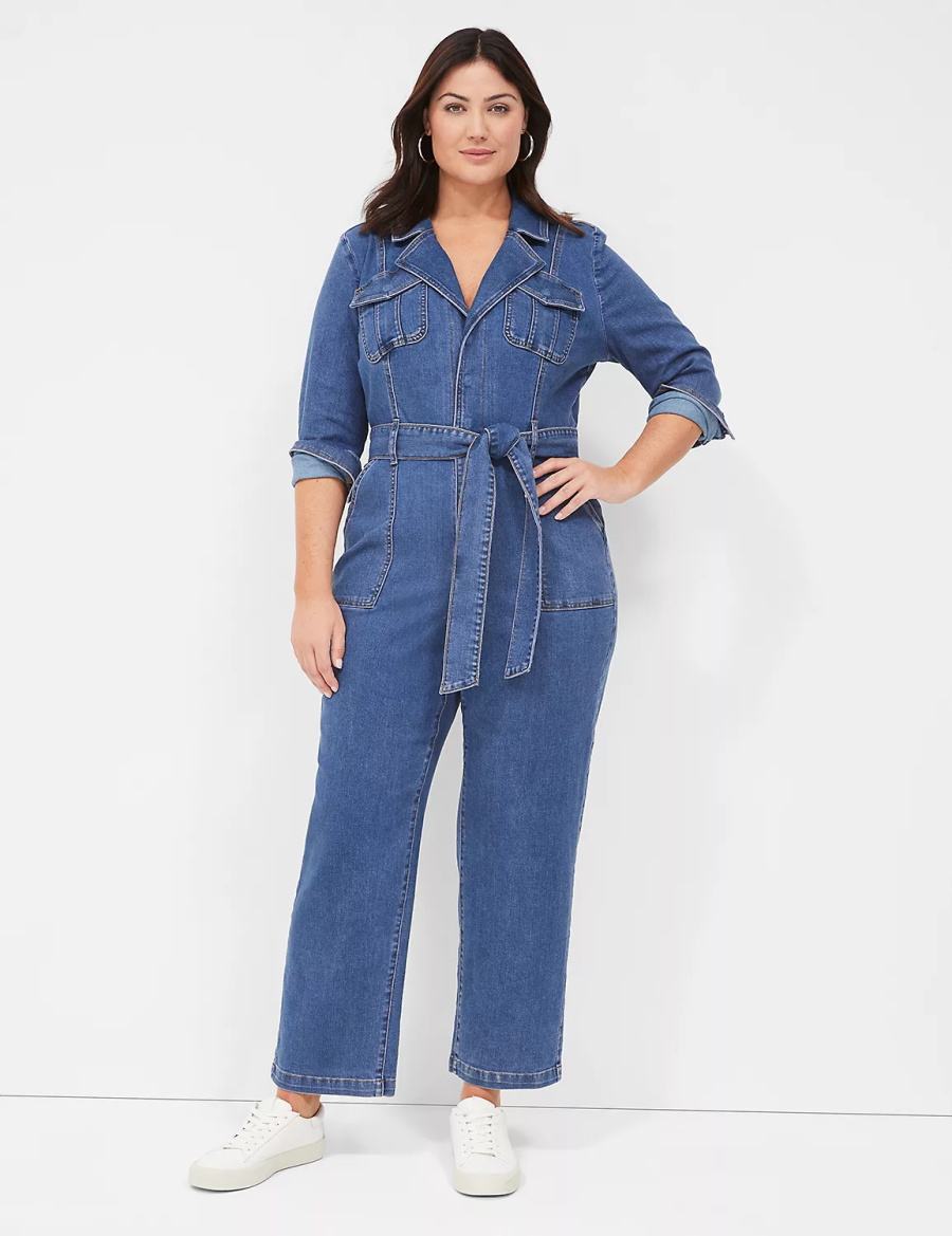 Lane Bryant Utility Straight Leg Denim Jumpsuit Donna Blu | BIN6551WS