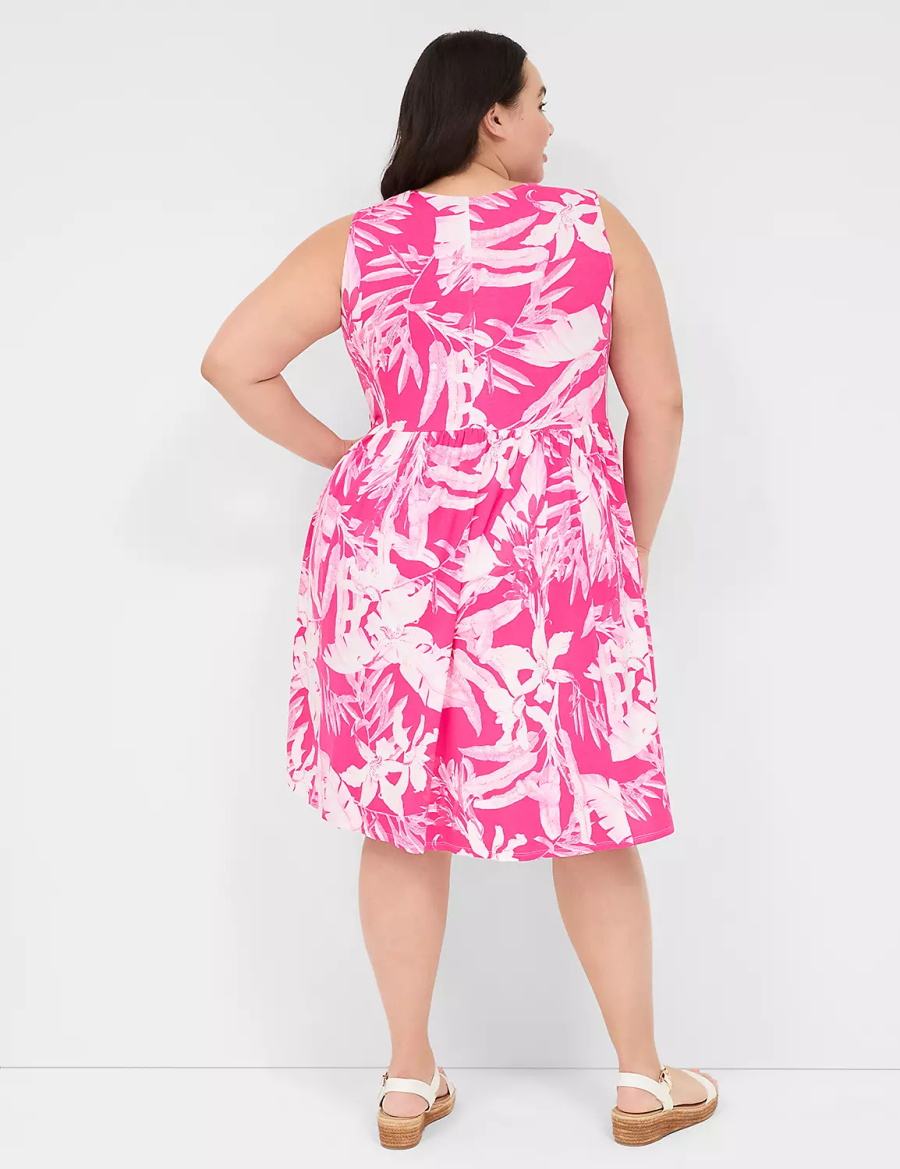 Lane Bryant V-Neck Easy Swing Vestito Casual Donna Rosa | FQW4184JR