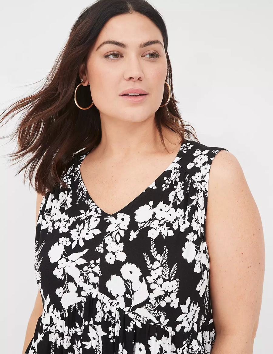 Lane Bryant V-Neck Easy Swing Vestito Casual Donna Nere | LBG1221OB