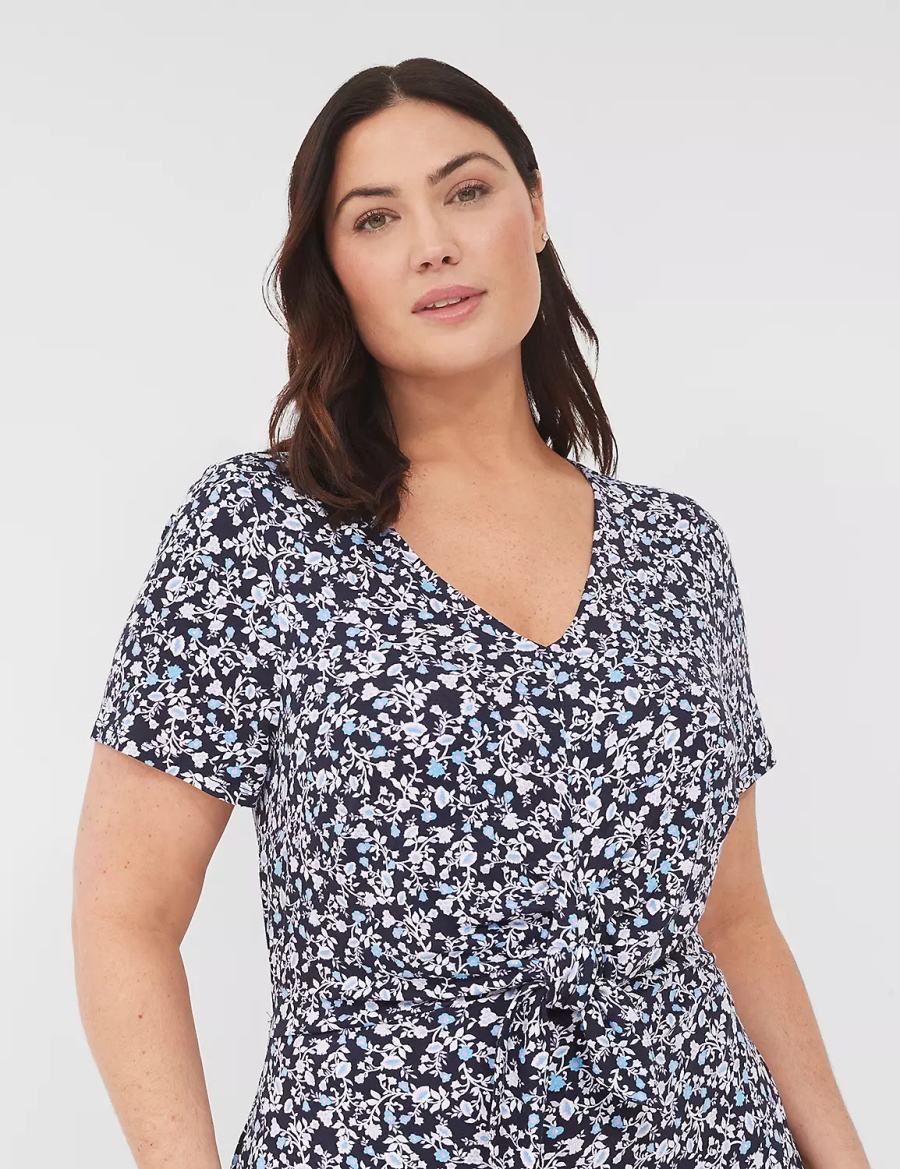 Lane Bryant V-Neck Waist-Knot Jersey Abito Lungo Donna Blu Viola | QVA783KX