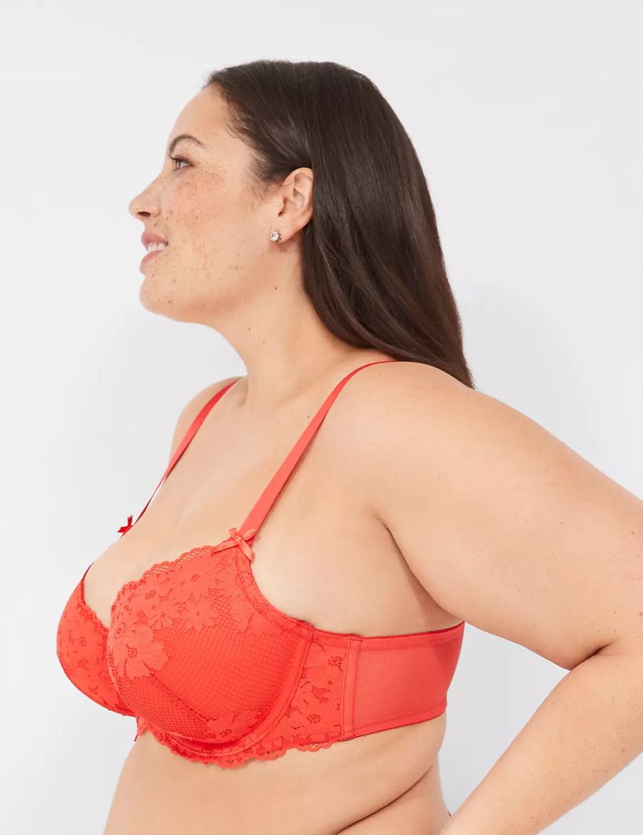 Lane Bryant V-Wire Lace Reggiseno A Balconcino Donna Rosse Profondo | SVP585HE