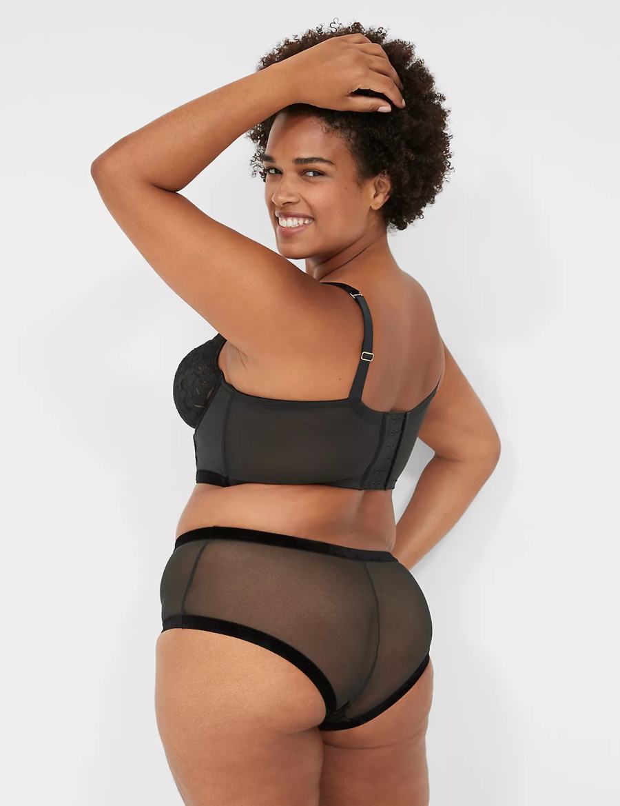 Lane Bryant Velvet-Trim Brief Mutandine Sfacciate Donna Nere | WQS4721SC