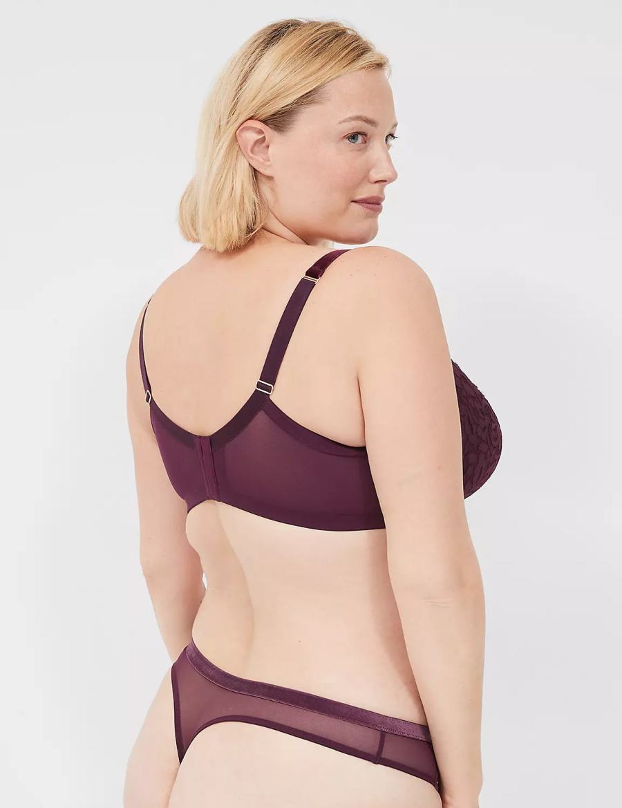 Lane Bryant Velvet-Trim Mutandine Perizoma Donna Bordeaux | FOJ3394FN