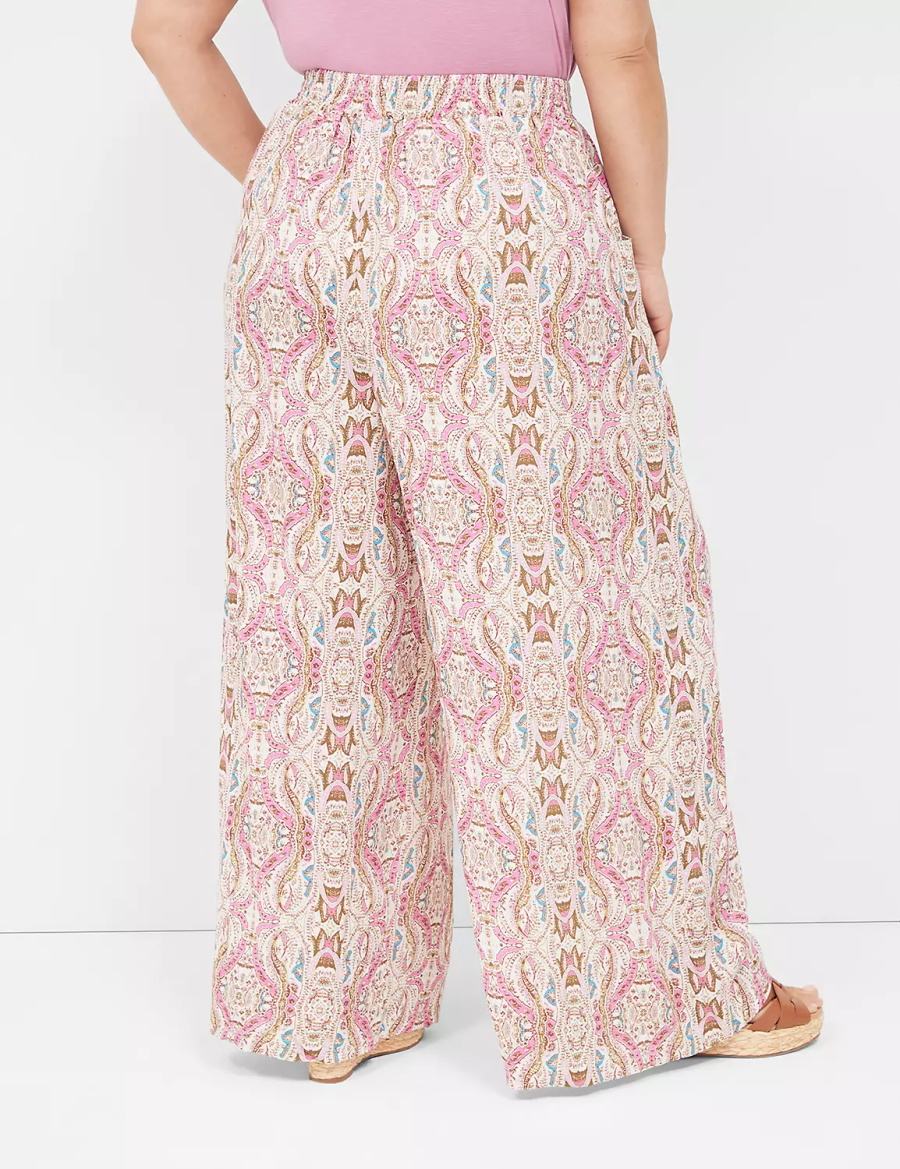 Lane Bryant Wide Leg Vacation Pantaloni Donna Rosa | QNZ5521EK