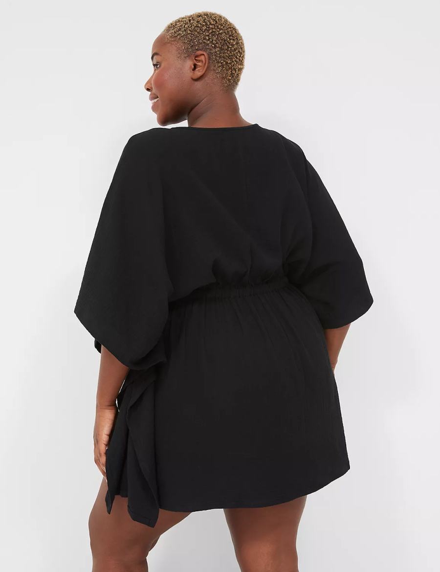 Lane Bryant Woven Crinkle Cover Ups Donna Nere | YCW5930IA