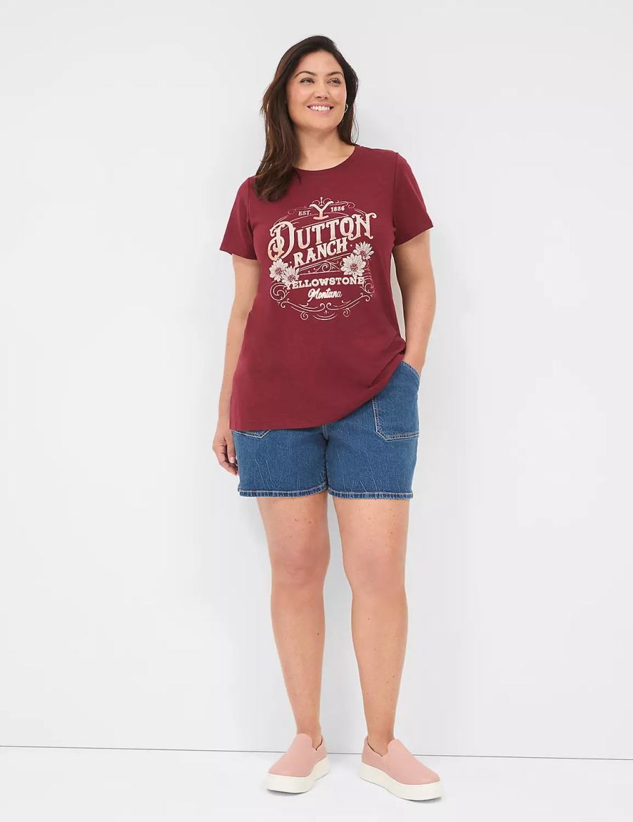 Lane Bryant Yellowstone Dutton Ranch Graphic Tee Magliette Donna Rosse | WPV1583PA