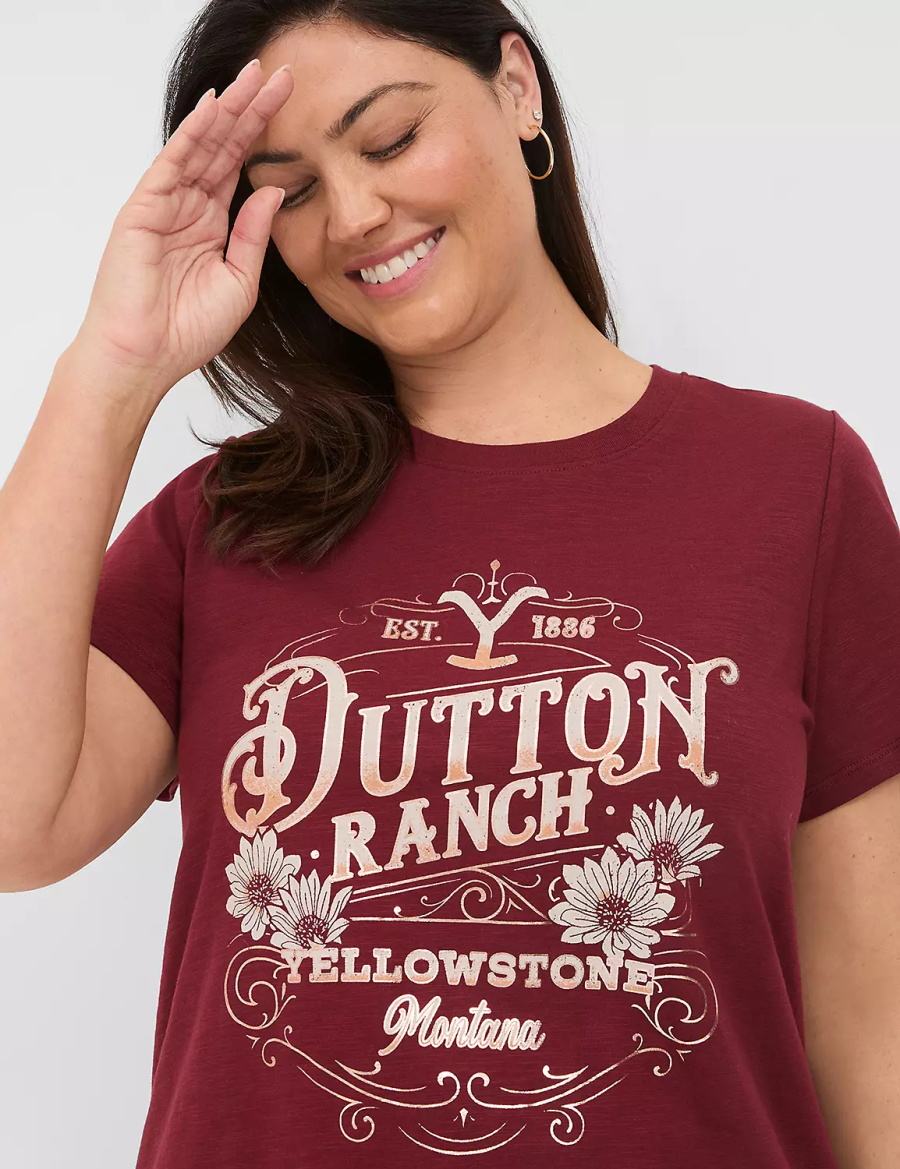 Lane Bryant Yellowstone Dutton Ranch Graphic Tee Magliette Donna Rosse | WPV1583PA